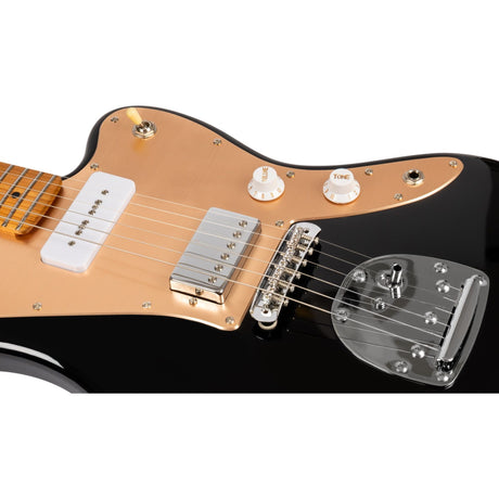 JET JJ-350 BGT Offset Elektrische Gitaar H + P90 Roasted Maple Tremolo Zwart