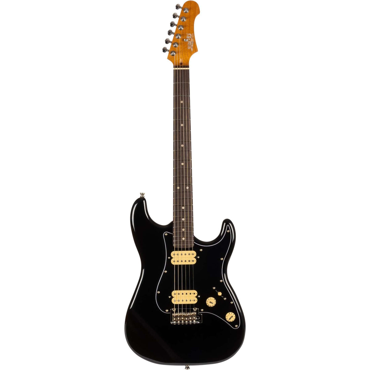 JET JS-400 BKR H S-style Elektrische Gitaar HH Tremolo Rosewood Toets Zwart