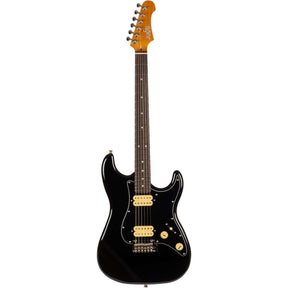 JET JS-400 BKR H S-style Elektrische Gitaar HH Tremolo Rosewood Toets Zwart