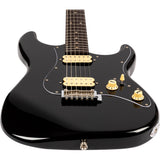 JET JS-400 BKR H S-style Elektrische Gitaar HH Tremolo Rosewood Toets Zwart