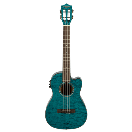 LANIKAI LKUQMBLCEB Baritonukelele, Quilted Maple Serie, Blue, Cutaway, Preamp, So