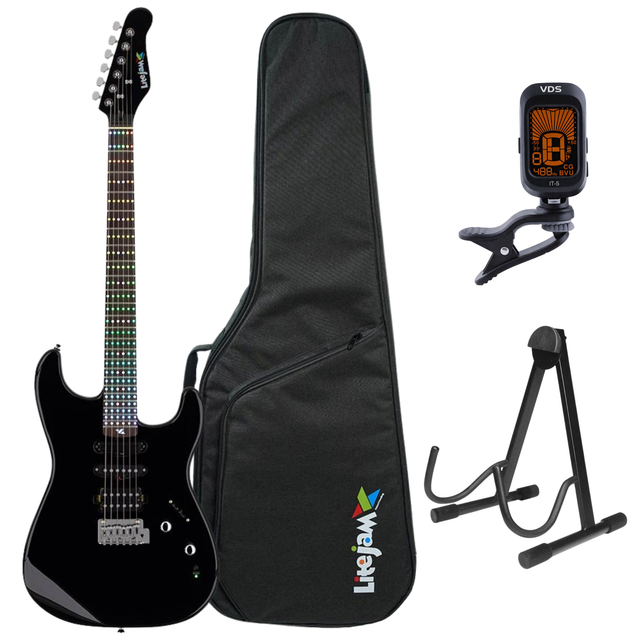 Litejam RGB24/BK Smart Learning Elektrische Gitaar Set Black 24 frets HSH RGB LED