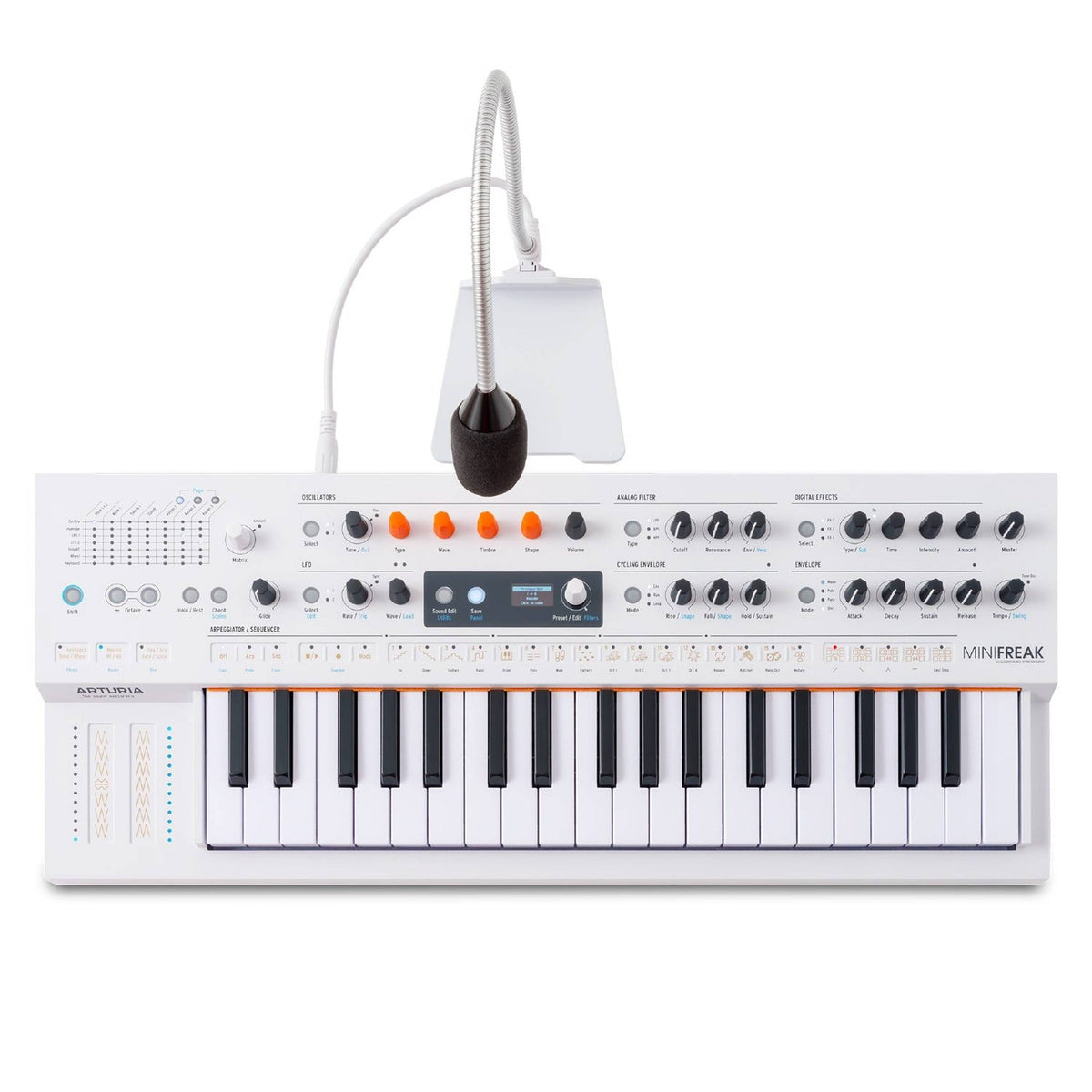 Arturia MiniFreak Vocoder – Synthesizer 37 toetsen, vocoder, modulatie en gooseneck microfoon