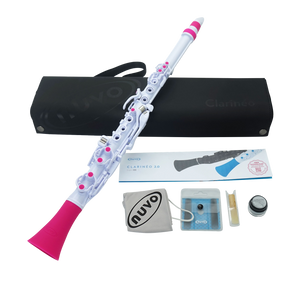 NUVO CL120WPK Clarinéo 2.0 – C-stemming, 275 g, wit/pink, incl. etui en accessoires