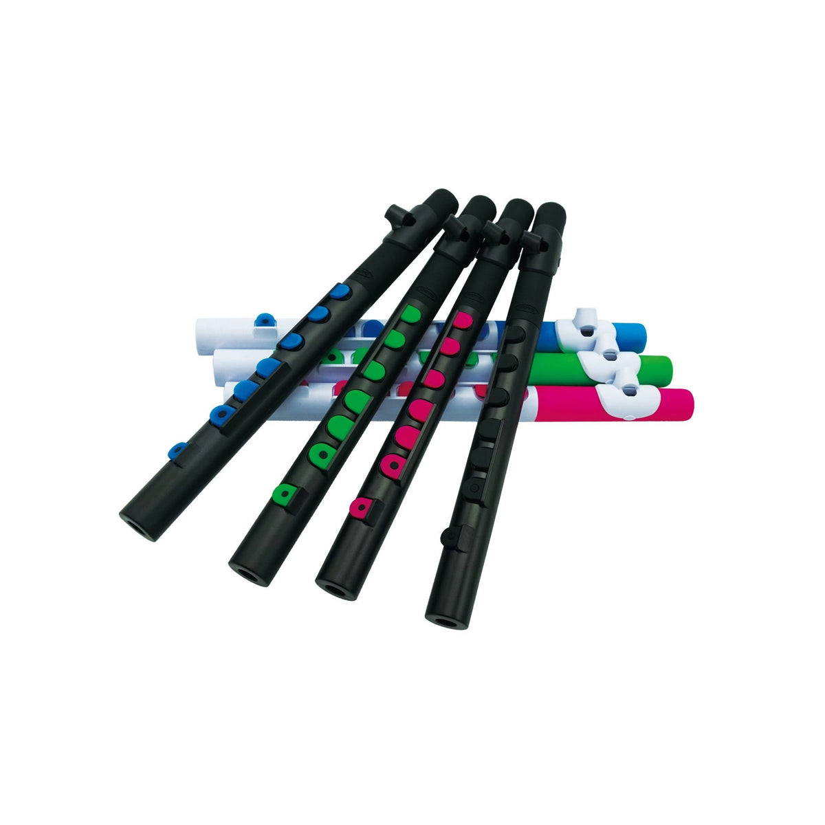 NUVO TooT 2.0 zwart-blauw kinder dwarsfluit blokfluit alternatief met kleppen en Firstnote