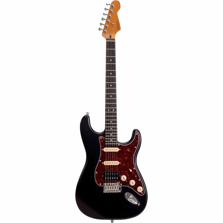 Patina PS-4 BK S-style Elektrische Gitaar HSS Alnico V Nitro Paulownia Body Roasted Maple Hals Zwart