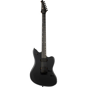 Spira J-400 MBK Baritone Offset Elektrische Gitaar HH Villain Humbuckers 27 Inch Roasted Poplar Satin Black