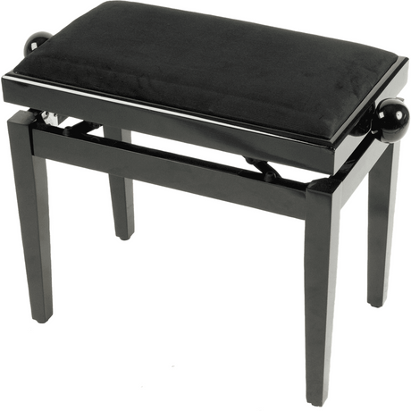 QUIKLOK PB010BK Piano Bank – Verstelbaar 480-570 mm, Stoffen Zitting, hoogglans zwart