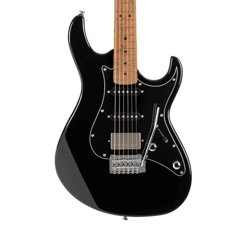 Cort G250SE BK Elektrische Gitaar HSS Linden Roasted Maple Zwart met 2-Punts Tremolo