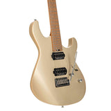 Cort G300 PRO MGD Elektrische Gitaar HH Linden met Maple Top Metallic Gold en Seymour Duncan Pickups