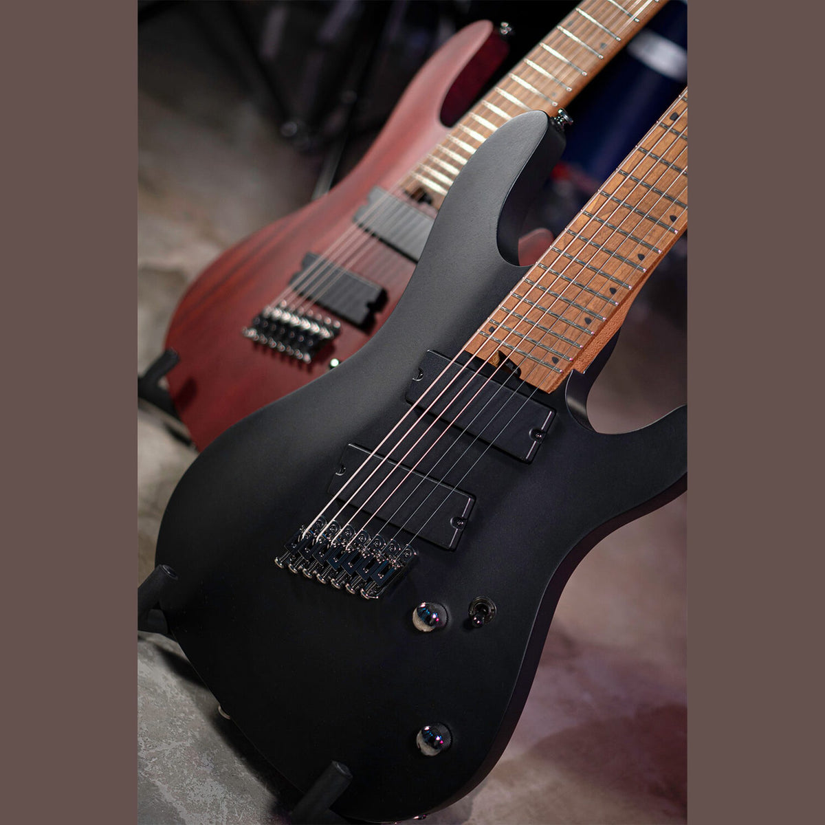 Cort KX307 Multi Scale OPBK 7-Snarige Elektrische Gitaar Mahonie Roasted Maple Open Pore Black