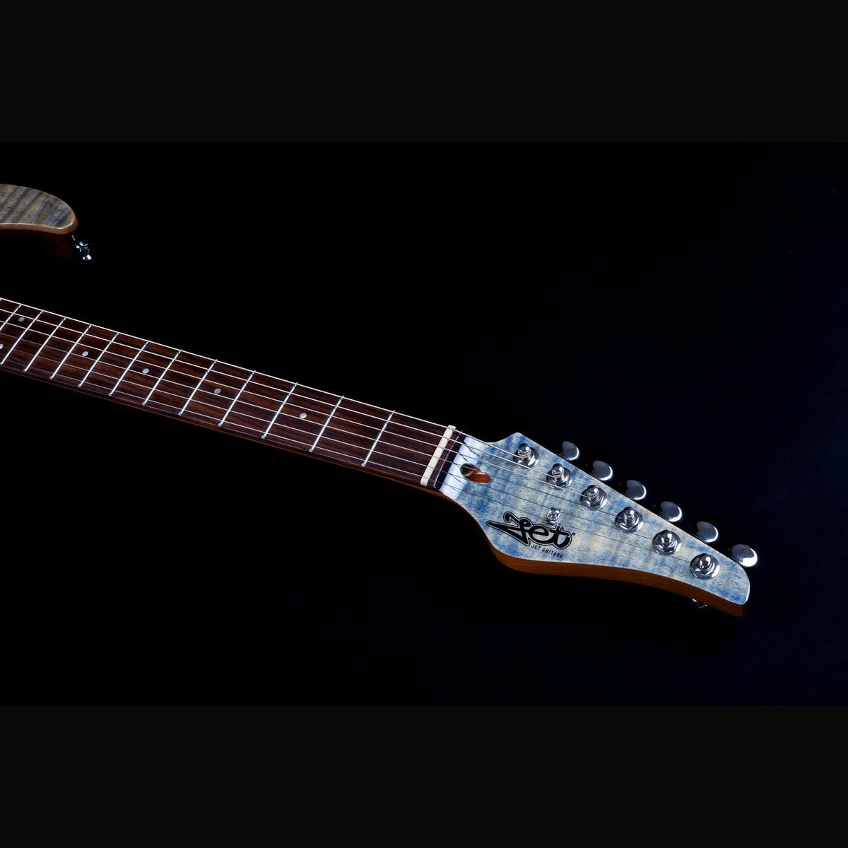 JET JS-45 Indigo Gray S-style Elektrische Gitaar HSS Flame Maple Top Rosewood Toets Indigo Grijs