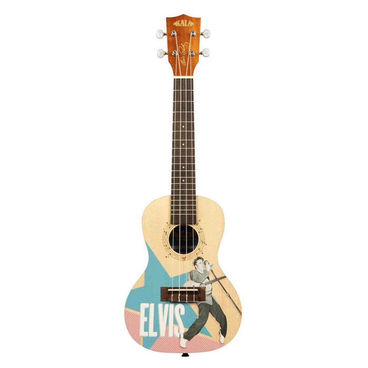 Kala Learn To Play Elvis Rockabilly concert ukulele starterkit – Mahonie, met Rockabilly design, tuner en Elvis-lesmateriaal