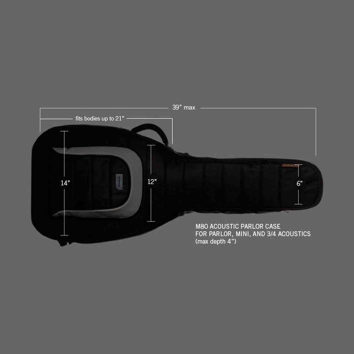 MONO Classic Acoustic Parlor Guitar Case Black gigbag voor parlor en mini akoestische gitaren met Sharkskin bescherming