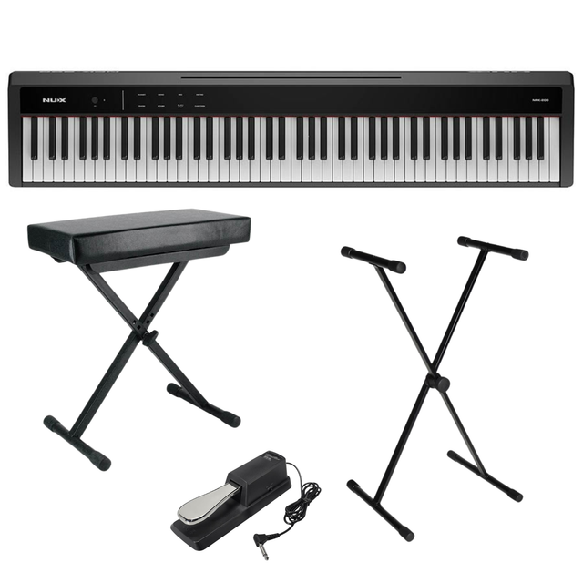 NUX NPK-200/BK Stage Piano Set met Standaard, Kruk en Sustainpedaal - 88 toetsen