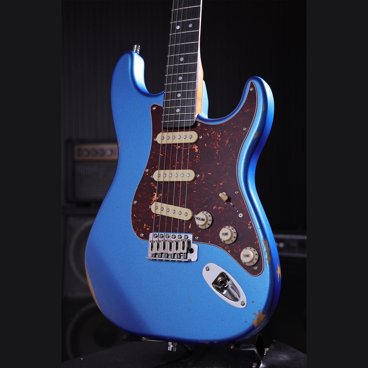 Patina PS-6 LPB R S-style Elektrische Gitaar SSS Alnico V Nitro Relic Paulownia Body Roasted Maple Hals Lake Placid Blue
