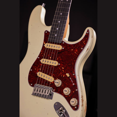 Patina PS-6 OW R S-style Elektrische Gitaar SSS Alnico V Nitro Relic Paulownia Body Roasted Maple Hals Olympic White