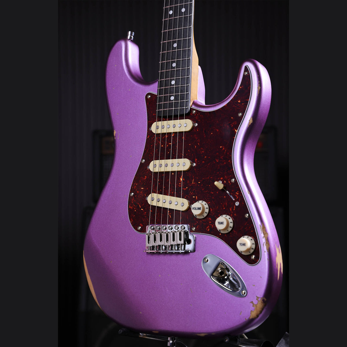 Patina PS-6 PP R S-style Elektrische Gitaar SSS Alnico V Nitro Relic Paulownia Body Roasted Maple Hals Paars