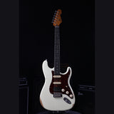 Patina PS-7 OW R S-style Elektrische Gitaar HSS Alnico V Nitro Relic Paulownia Body Roasted Maple Hals Olympic White