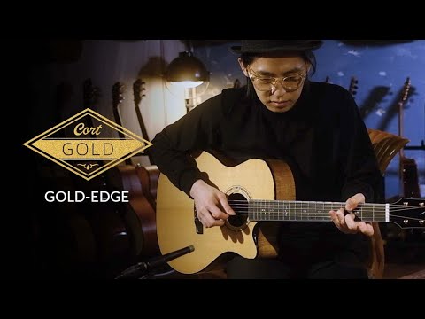 CORT Gold-Edge Grand Auditorium Cutaway All Solid Elektro-Akoestische Gitaar Naturel Hoogglans met Koffer
