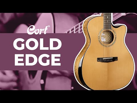 CORT Gold-Edge Grand Auditorium Cutaway All Solid Elektro-Akoestische Gitaar Naturel Hoogglans met Koffer