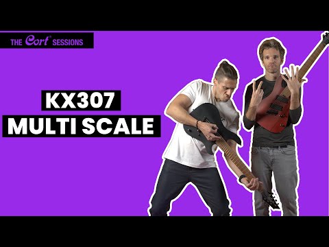 Guitare électrique 7 cordes Cort KX307 Multi Scale OPBK, style ST, noire