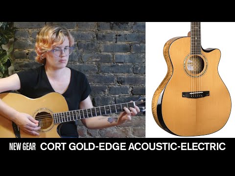 CORT Gold-Edge Grand Auditorium Cutaway All Solid Elektro-Akoestische Gitaar Naturel Hoogglans met Koffer