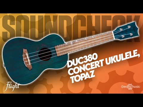Ukulele da concerto Flight DUC380 Jade con corpo in mogano, capotasto in osso e corde Aquila Nylgut