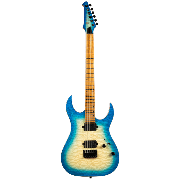 Spira Guitars S-500 QAB Trans Aqua Blue elektrische gitaar ST model