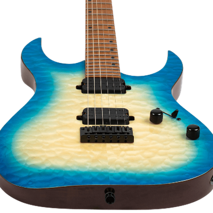 Spira Guitars S-500 QAB Trans Aqua Blue elektrische gitaar ST model