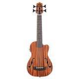 Kala Journeyman U•BASS® bas ukulele – Mahonie, F-Holes, Elektrisch-Akoestisch met EQ en Gigbag